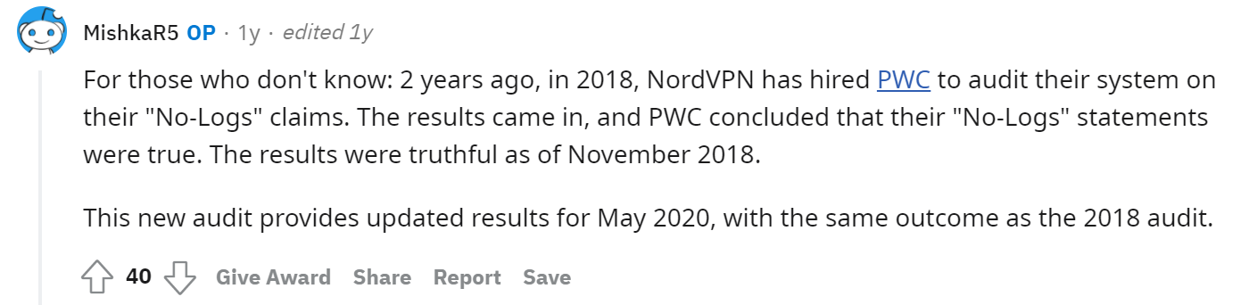 Opinions on NordVPN from Reddit